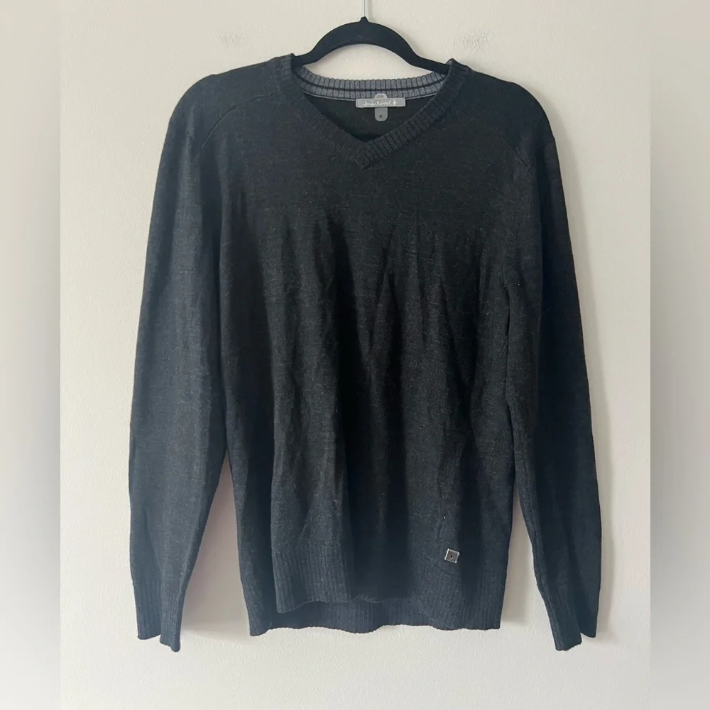 Smartwool Black Merino Wool V-Neck Sweater Medium Classic Minimalist Pullover